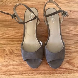 Charles David taupe/brown suede wedge sandals